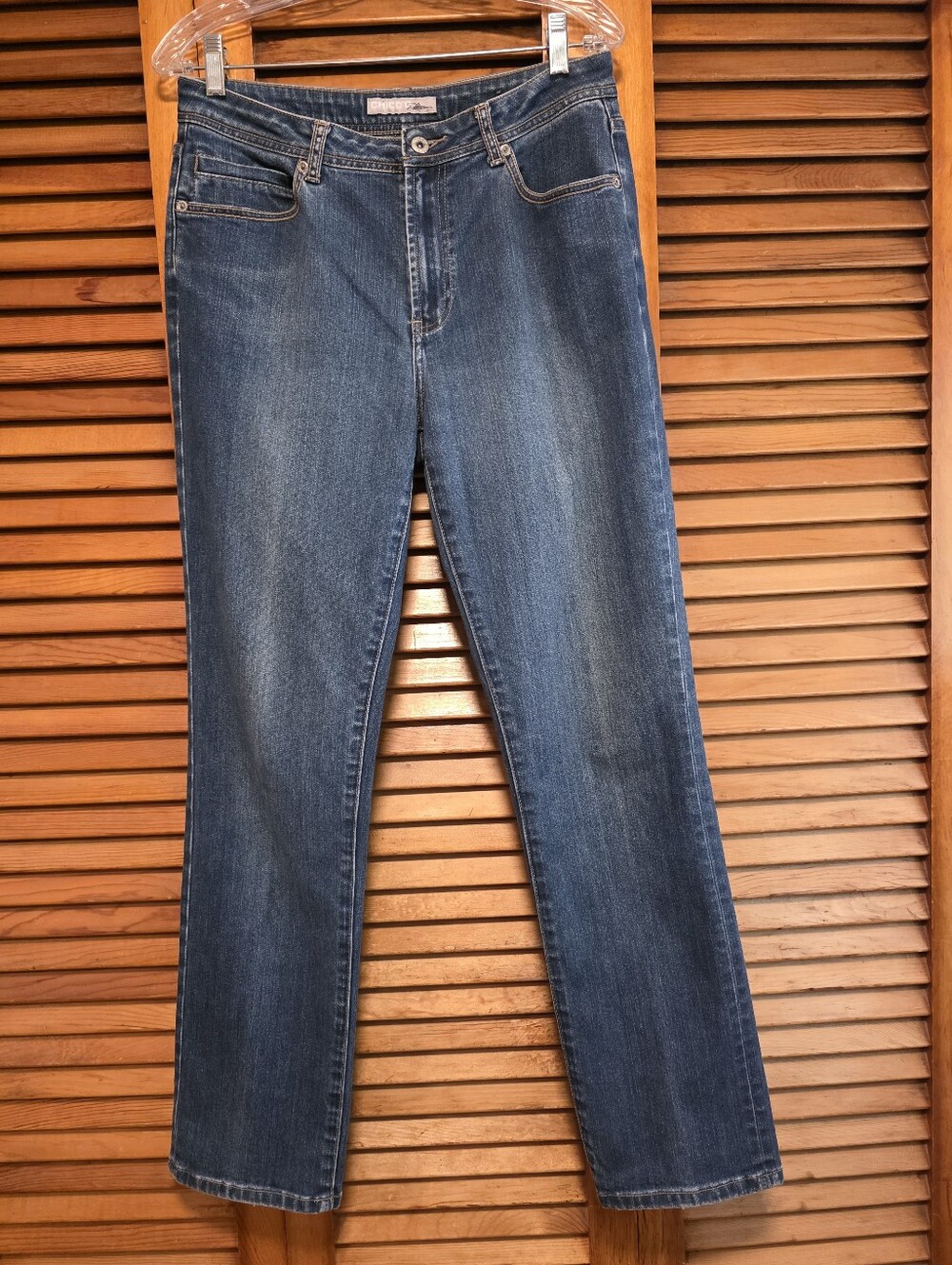 Chicos Platinum Abalone Straight Leg Jeans Stretch Chico's Size 1 (US8) Tall EUC